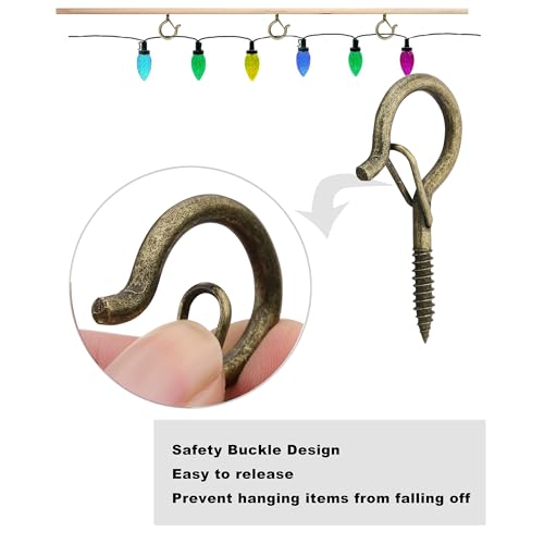 PlusRoc 20 Pack Screw Hooks for Hanging Plants Outdoor Lights(Bronze) - color: Bronze