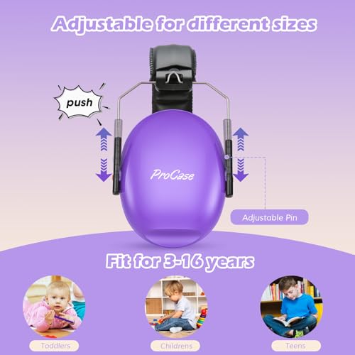 ProCase Noise Cancelling Headphones for Kids/Toddlers SNR 27dB Ear Muffs - color: Purple