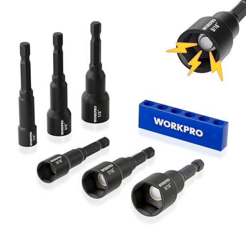 WORKPRO 6 PCS Magnetic Nut Driver Set, 1/4" Hex Shank, CR-V Steel, SAE - size: 6PCS Magnetic Nut Driver Set