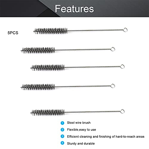 Wire Tube Brushes, Stainless Steel, 0.8-inch Diameter, 12-inch Long,10pcs - color: 5pcs, size: 2cm