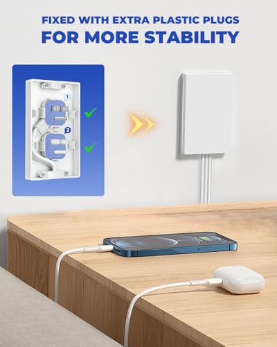 Saker Outlet Concealer, 10ft Flat Extension Cord, 3 Outlets, White - style: 10ft
