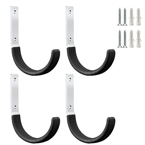 GeeWatom Heavy Duty Steel Garage Hooks,Garage Storage Utility Hooks,Heavy Duty Garage Tool Organizer,Steel Wall Mount Hooks, Hose Hanger, Small Garden U Hooks (Black 4 Pack) - color: Black 4 Pack