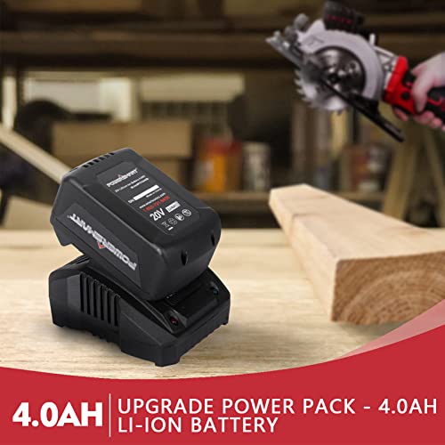 PowerSmart 20V 4-1/2 Inch Cordless Mini Circular Saw with 4.0Ah Battery and Fast Charger, 4 Blades Ideal for Wood, Soft Metal, Tile and Plastic Cuts