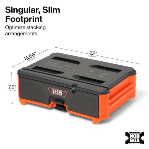 Klein Tools 54844MB MODbox Compact Single Drawer Box Full Width, Tool Storage Drawer with Ball Bearing Slides, Dividers Included, PVC Foam Mat - size: Compact Full Width