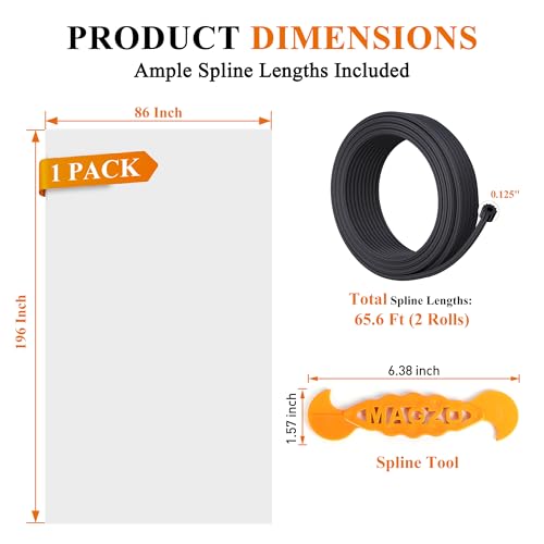MAGZO Window&Door Screen Replacement Kit, 86" W x 196" L, Gray - color: Gray, size: 86"W x 196"L