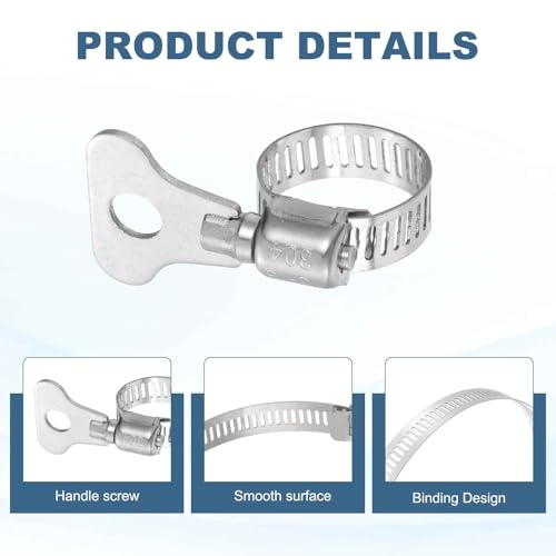 HARFINGTON 4pcs Hose Clamps 0.5"-0.7" (13-19mm) Adjustable 304 Stainless Steel Worm Gear Hose Clamps Assortment Kit for Plumbing Dryer Vent Automotive Dust Collector - size: 13-19mm