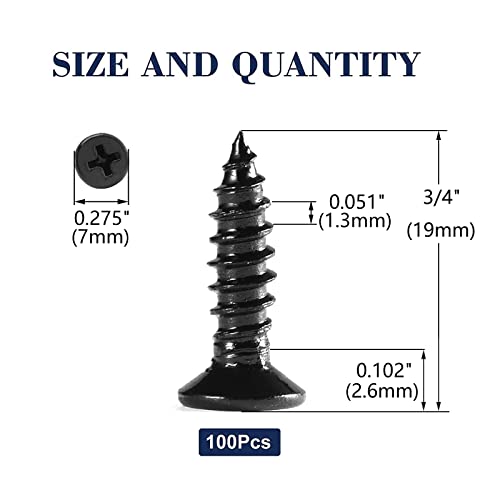 #6 x 3/4" Wood Screw 100Pcs 18-8 (304) Stainless Steel Screws Flat Head Phillips Fast Self Tapping Drywall Screws Black Oxide by SG TZH - size: #6 x 3/4"