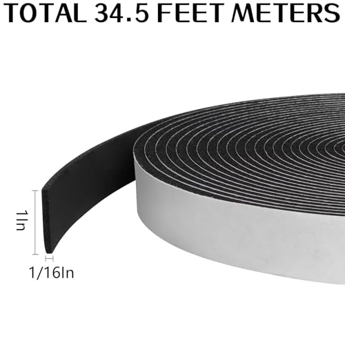 Storystore Weather Stripping Foam Tape, 1" x 1/16" x 34.5 FT Door Seal - size: 1In x 1/16In x 34.5Ft