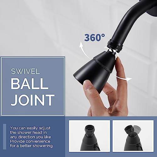 Angle Simple High Flow Shower Spray Head Adjustable, G 1/2, Matte Black - color: Matte Black