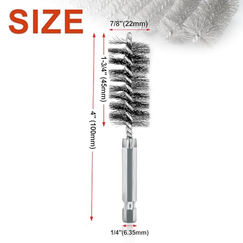 5Pcs 7/8" Stainless Steel Wire Bore Brush for Power Drill Cleaning - size: 22mm | 7/8"
