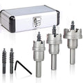 EZARC Carbide Hole Saw Kit, 3 Piece Carbide Tipped Hole Cutter with Pilot Drill bit for Hard Metal, Stainless Steel, Iron, Aluminum, Alloy - size: 3 in 1 | 7/8"-1-3/8", style: Hole Saw Kit