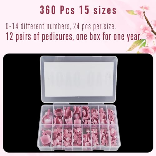 NOVO OVO Fake Toe Nail Tips Press on, French Tip Soft Gel Toenail Extension, BERRY OMBRE Square Round Pre-applied Tip Primer & Base Coat, Full Cover Matte False Nails for DIY x 15 Sizes 360Pcs - color: Square Round French Tip Berry Ombre