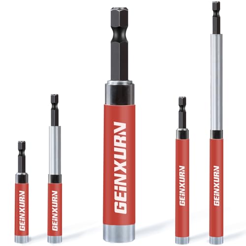 Geinxurn 5 PCS Drive Guide with Self Retracting Sleeve, Mixed Length Magnetic Drill Bit Tip Holder for Prevent Screws Shaking When Driving - style: GSLB005
