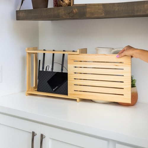 WiFi Router Storage Cabinet Router Box Hider WiFi Box Hider Shelf Cover - color: Pine