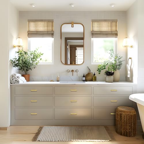 Probrico Gold Cabinet Handles 3-3/4 Inch(96mm) Hole Centers Drawer Pulls Stainless Steel Kitchen Cabinet Handles Golden Square Drawer Handles Modern Cabinet Hardware 10 Pack - color: Gold, size: hole center 3-3/4"