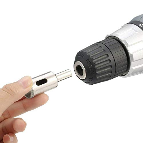 17Pcs Diamond Drill Bit Set, Including 15Pcs Diamond Bits 6-50mm, Adjustable Hole Saw Guide Jig Fixture for Glass, Porcelain, Ceramic, Marble, Tile, Granite