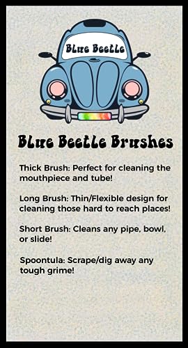 Blue Beetle Brushes | Multi-Use Glass Cleaner Kit - 5-Piece Brush & Scraper Set for Glass, Ceramic and Glass Pipe Cleaner
