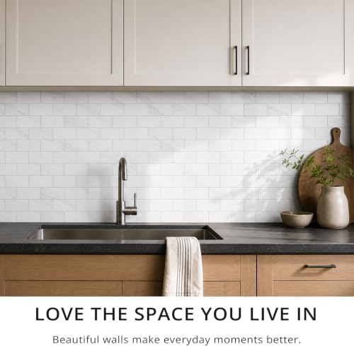 StyloVue 100 Pieces Peel and Stick Backsplash for Kitchen, 3" x 6" PVC Subway Tile, 2026 Upgraded Sparkle White Marble, Stick on Wall Tile for Kitchen, Bathroom, Fireplace, RV - color: Sparkle White Marble