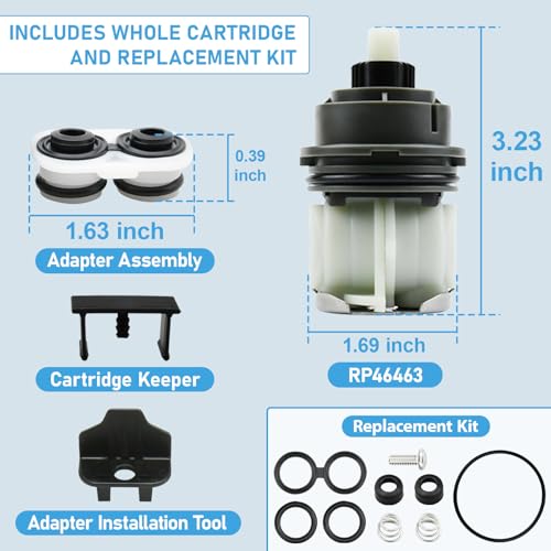 RP46463 Shower Cartridge for Delta Monitor 17 Series, Dual Function Bath Tub and Shower Faucet Valve, Includes RP46073 Seat and Spring Adapter(2006–Present) - style: RP46463