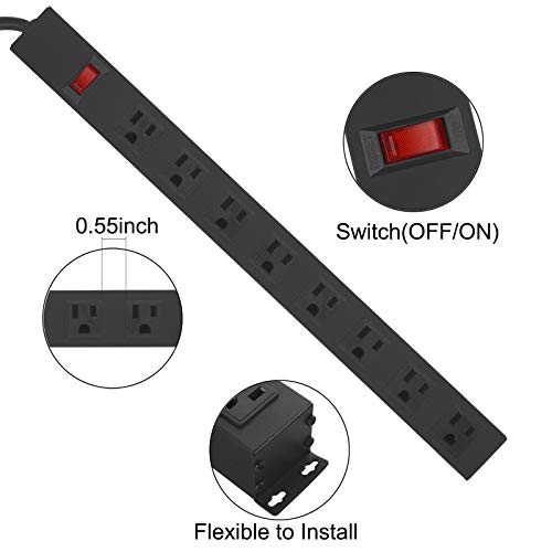 HHOSET Heavy Duty Long 8 Outlets, 14AWG Extension Cord, Black, 6FT, 1 - size: 6ft