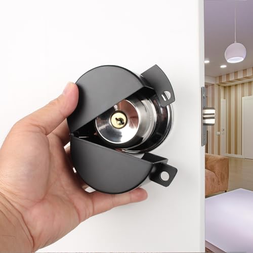 Door Knob Lockout Device with Padlock,Black - color: Black