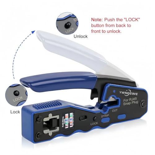 RJ45 Crimp Tool Kit Pass Thru Ethernet Crimper for Cat5e Cat6 Cat6a 8P8C Modular Connectors, All-in-One Cat6 Crimping Tool and Tester(9V Battery Not Included)