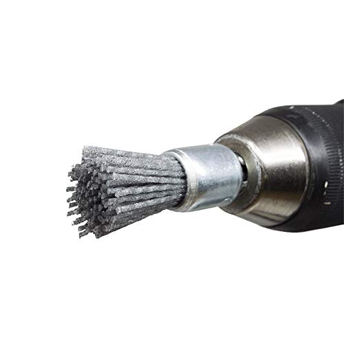 Benchmark Abrasives 3/4" Nylon Wire End Blue Drill Brush, Coarse Grit, 1/4" Drill Shank, Perfect for Rust or Paint Removal Sanding Finishing on Wood, Hard Metals - (Gray) - color: Gray