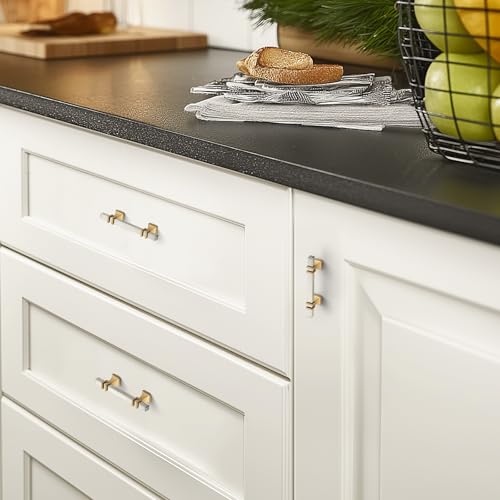 HOME EDIT Brushed Nickel&Gold Pulls Cabinet Handles 3 Inch 5 Pack - color: Brushed nickel and gold, size: 3 In Hole Center