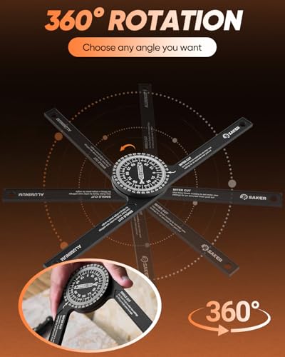 Saker Miter Saw Protractor 7-Inch Aluminum Protractor Angle Finder Black - style: 1 Pack