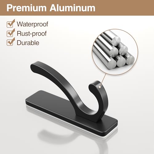 pickpiff Adhesive Wall Hooks for Coat/Towel, Hold 13LB, Black 6 Pack - color: Black, size: 6 Pack