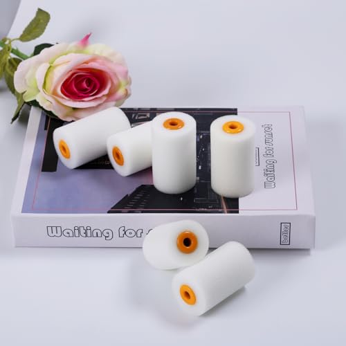 6 Pack 2 Inch Paint Roller Kit, Mini Paint Roller Set, High Density Foam Paint Rollers with Tray for Painting Wall, Door, Cabinet