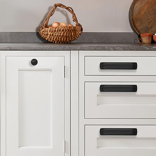 khtumeware 10 Pack 2-1/2"(64mm) Black Drawaer Pulls Matte Black Cabinet Cup Pulls Kitchen Hardware Cabinet Handles Drawer Handles Knobs. - color: Matte Black, size: Cup Pulls 2-1/2" Hole Center
