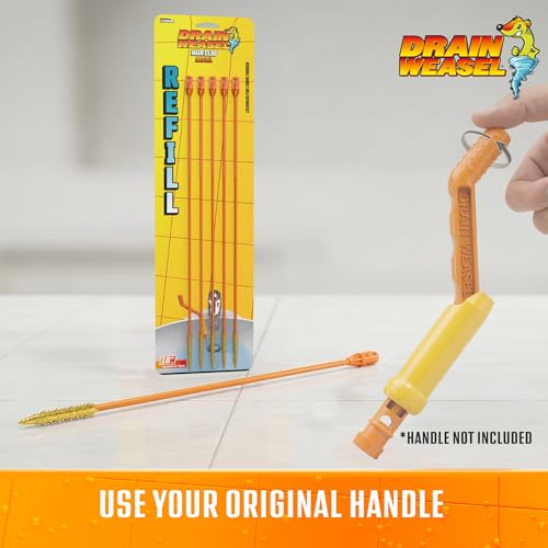 FlexiSnake Drain Weasel Refill for Sink Snake Hair Clog Remover, 5 Pack