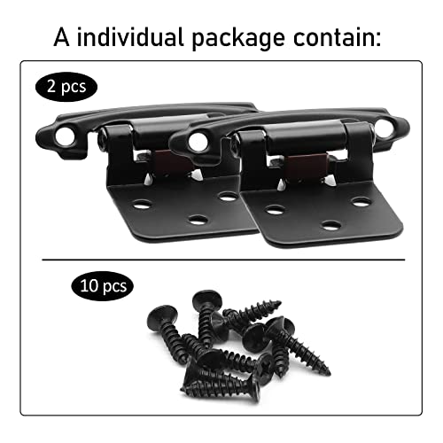 6 Pack (3 Pairs) 1/2 Inch Overlay Cabinet Hinges Matte Black - color: Black, size: 6 Pack (3 Pairs)