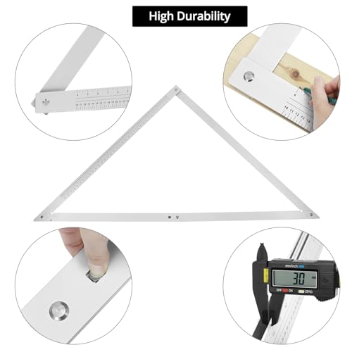 QWORK Combination Square, 48" Folding Aluminum Angle Ruler Precision Carpenter Tool for Framing, Woodworking