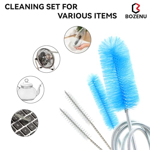 Flexible Drain Brush, 66 Inch Long Double Ended Hose Pipe and 58 Inch Tube Cleaning Brush and 2 Pack 8 Inch Straw Cleaner Brush - color: Blue