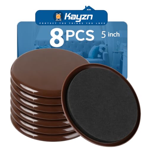 Furniture Sliders for Carpet, 8 PCS 5" Furniture Moving Pads - size: Brown