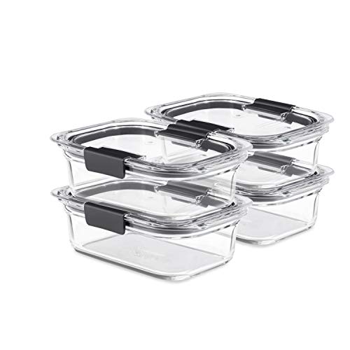 Rubbermaid Brilliance Glass Food Storage Containers, 3.2 Cup, Set of 4, BPA-Free, Leak-Proof, Clear - size: 3.2 Cup (8-Piece)