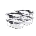 Rubbermaid Brilliance Glass Food Storage Containers, 3.2 Cup, Set of 4, BPA-Free, Leak-Proof, Clear - size: 3.2 Cup (8-Piece)
