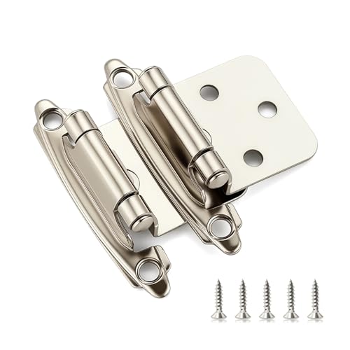 Ravinte Brushed Nickel Cabinet Hinges, 1/2 Inch Overlay, 4 Pack (2 Pairs) - color: Satin Nickel