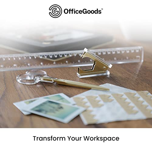 OfficeGoods 3-Piece Acrylic Desk Set, Clear with Gold Metal - color: Gold