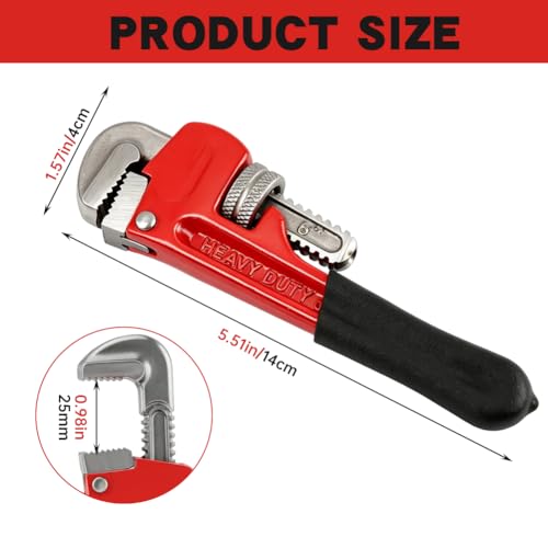 Small Pipe Wrench, 6inch Straight Adjustable Plumbers Pocket Wrench, Mini Straight Plumbing Tool, Sink Wrenchs for Tight Spaces & DIY Repairs(6inch)
