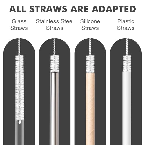 Straw Cleaner Brush, Reusable Metal Handles Straw Cleaning Brush Extra Long for Mug 40, 30, 20 oz, 10mm 15mm Wide for Sippy Cup, Water Bottle and Tubes Pipe