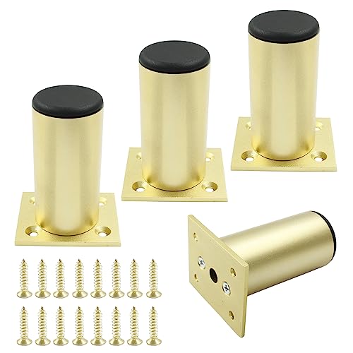 4-Pack Adjustable Aluminum Alloy Furniture Legs 3" Height Gold - color: Gold, size: 3 Inch
