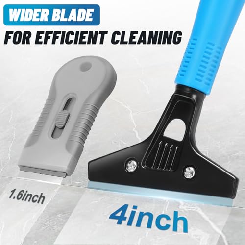 Floor Scraper Heavy Duty, Adjustable 8"-72" Long Handle Razor Blade Scraper Tool, 4 Inch Durable Paint Scraper for Cleaning Floors Walls Tile Glass Adhesive Wallpaper Popcorn Ceiling Gum (2 Pack)