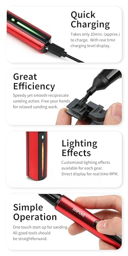 Electric Reciprocating Sander – Precision Multi-Speed Sanding Tool with Fine Sandpaper for Crafts, Miniatures, Jewelry, Woodworking, Resin Kits, Model Automotive Detailing, DIY & Hobbyists