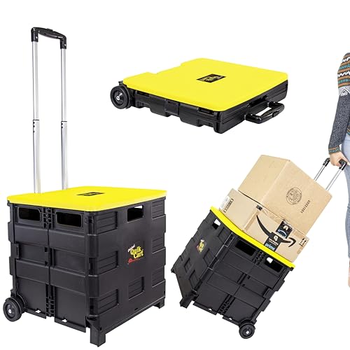 dbest Products Quik Cart Standard Collapsible Rolling Crate - Yellow Lid - color: Yellow, style: Standard