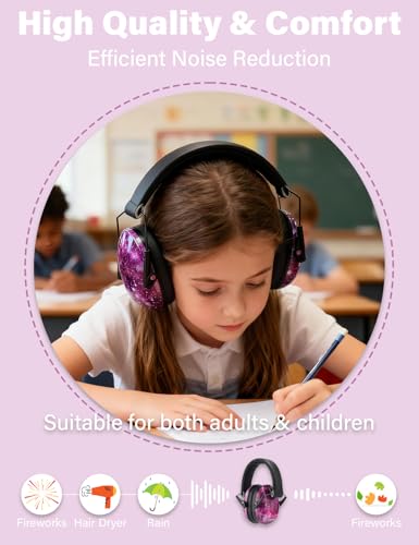 Kids Noise Canceling Earmuffs, 25-30dB Noise Reduction Ear Protection, Adjustable Headband Concert Fireworks, Autism - color: Zxk