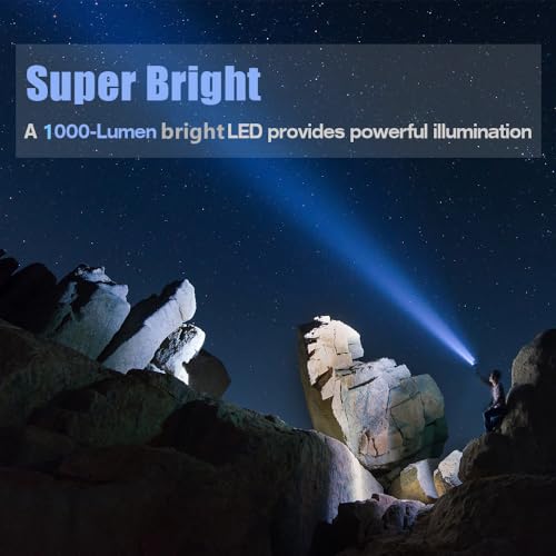 YIERBLUE Rechargeable Spotlight, Super Bright 2000000 High Lumen LED Handheld Spotlight Long Lasting Large Flashlight Searchlight and Flood Camping Flashlight with Foldable Tripod - color: Silver