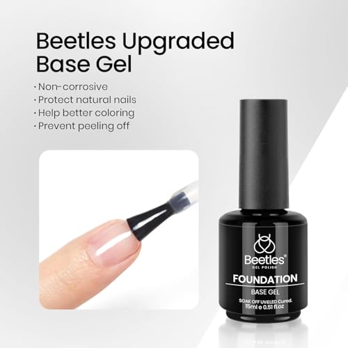 Beetles No Wipe Gel Top Coat Base Coat & Black Gel Nail Polish 3Pcs 15ml - color: D-Black-3